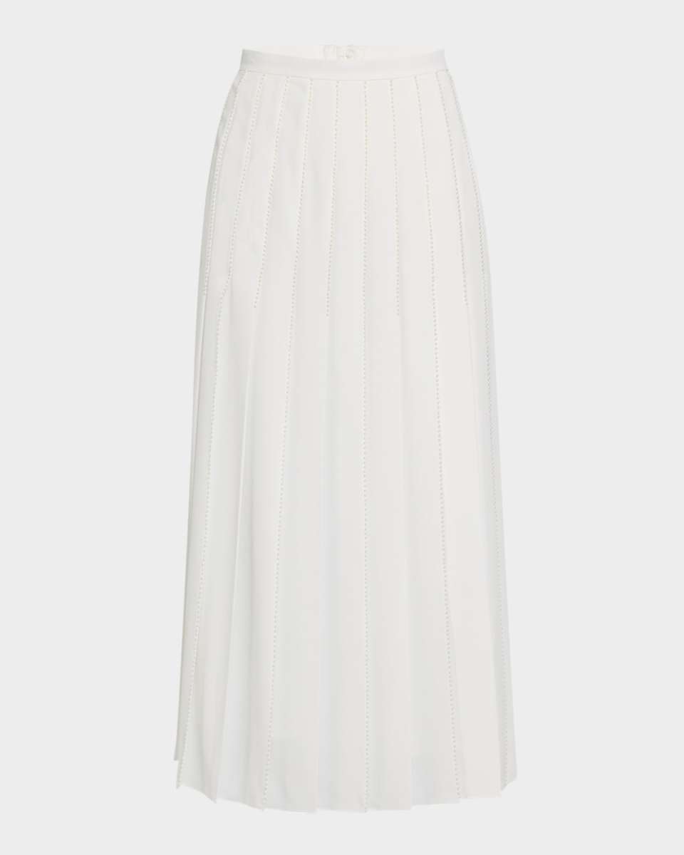 Pleated Hand-Beaded Midi Skirt